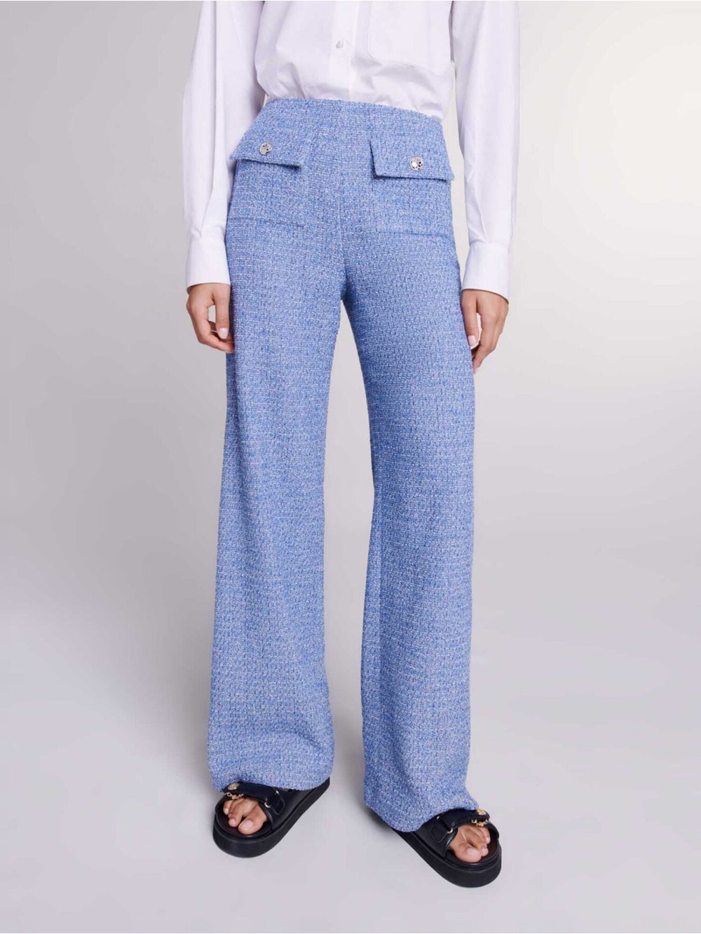Maje Pabito Tweed Wide Leg Pants